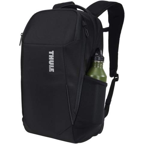 A professional eco-friendly travel backpack that can hold a 15" MacBook® or 15.6" PC, and a 10" tablet in separate compartments. Includes a hidden SafeZone compartment to protect a phone, sunglasses or other smaller items. Multiple pockets for storage of accessories, mesh-wrapped EVA shoulder straps and adjustable sternum strap, making it more comfortable to carry.