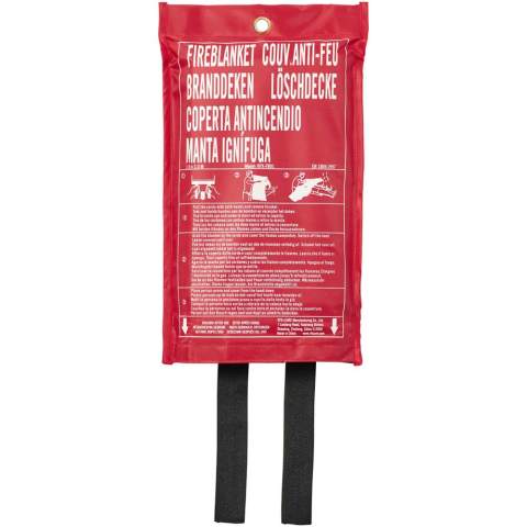 Feuerlöschdecke, die in erster Linie zur effektiven Bekämpfung kleinerer Brände bestimmt ist, z. B. bei Kleidung, Bettwäsche, Töpfen und Pfannen. Die Feuerlöschdecke ist 100x100 cm groß und wurde nach EN 1869:2019 geprüft und zertifiziert.