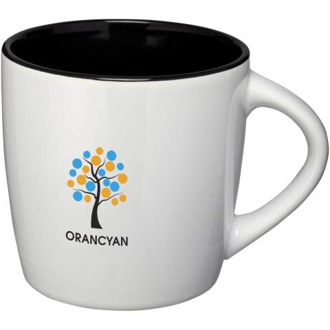 Drinking coffee from a beautifully designed mug always tastes better. So why not choose the Aztec ceramic mug? The glossy exterior provides enough space for adding a logo or message, and the colour accent on the interior makes the 340 ml mug stand out even more. The Aztec mug (including print) is dishwasher safe according to EN12875-1 for at least 125 washes. 