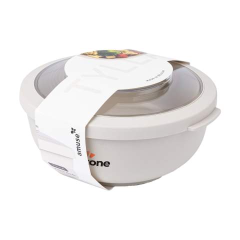 Bol réutilisable en plastique PP de la marque Amuse. A utiliser pour les poke bowls, les salades et autres repas froids. Empilable pour un gain de place. Couvercle en Tritan transparent pour voir ce qu'il y a dans le bol. Directement du réfrigérateur à la table. Pratique à la maison ou en déplacement. Sans BPA. Convient au micro-ondes (sans couvercle), au congélateur et au lave-vaisselle jusqu'à 65°C. Le lavage à la main est recommandé pour préserver l’impression. Capacité 1000 ml. Fabriqué en Belgique.