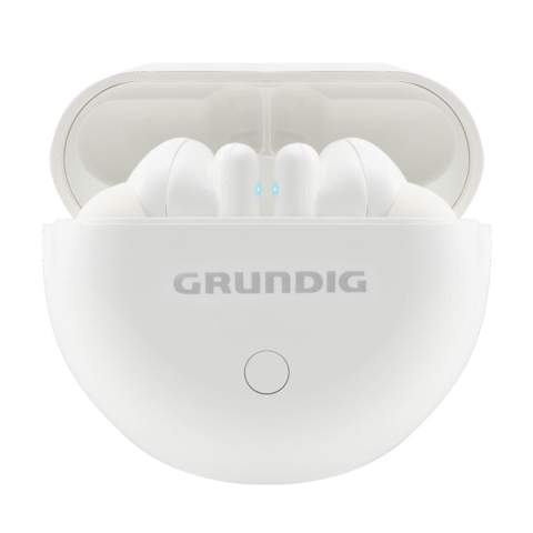 Set met true wireless stereo oortjes van het merk Grundig. In een ronde, oplaadbare opbergcase. De oortjes gebruiken Bluetooth (5.0 versie) voor een soepele verbinding en zijn voorzien van een LED-batterij-indicator. De oortjes hebben een 45mAh batterij en zijn binnen 2 uur weer op te laden in de 350mAh oplaadcassette. Maximale speeltijd van 3 uur, indien volledig opgeladen. Met uitstekende geluidsweergave, regelbaar volume, autopairing om automatisch te koppelen en touch control. Zonder bewegingsbeperking naar muziek luisteren en handsfree oproepen beantwoorden dankzij de ingebouwde microfoon. Bereik tot 10 meter. Input 5V/0,5A (Type-C). Inclusief oplaadkabel Type-C en gebruiksaanwijzing. Per stuk in doosje.