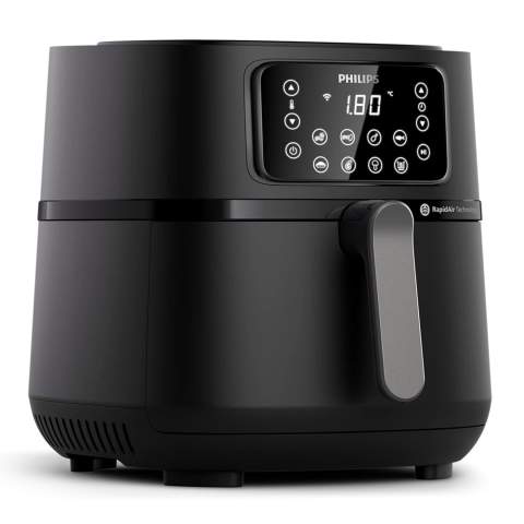 Mit dem Philips Airfryer XXL Connected und der mitgelieferten Backform können Sie eine Vielzahl von Gerichten zubereiten, darunter auch einen kleinen Kuchen oder eine Torte. Sie können den Airfryer ganz einfach per Sprachsteuerung oder über die HomeID-App auf Ihrem Smartphone bedienen. Über die App können Sie Rezepte an den Airfryer senden und die Backzeit aus der Ferne überwachen. Mit einem großzügigen Fassungsvermögen von 1,4 Kilogramm können Sie bis zu 5 Portionen Pommes frites auf einmal backen. Dank der benutzerfreundlichen Bedienelemente können Sie die ideale Backtemperatur und -zeit für Fleisch, Gemüse und Fisch auf Knopfdruck einstellen, ohne sich Gedanken über die richtigen Einstellungen machen zu müssen. Entdecken Sie die Vielseitigkeit des Philips Airfryer XXL Connected, der mit 16 verschiedenen Kochfunktionen unendlich viele Möglichkeiten für kreative kulinarische Experimente bietet - einschließlich Braten, Backen, Grillen, Rösten, Trocknen, Toasten, Auftauen und Fermentieren.