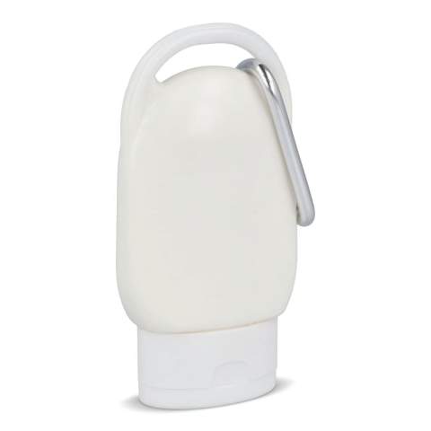 Handige SPF30 zonnebrandcrème in een compacte verpakking met karabijnhaak. Gemaakt van gerecycled kunststof. Eenvoudig aan een tas te bevestigen – ideaal voor festivals, buitenactiviteiten of onderweg. 

