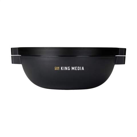 Plastic lunch bowl from the Mepal brand. The transparent screw-on lid opens and closes with a twist and ensures an airtight and leak-proof seal. With three removable containers: a tray with divider, a small sealable container for dressing or toppings and a larger container with lid. The bowl is ideal for lunch on the go, in the lecture hall or at your workplace. Suitable for the microwave (lid can be placed loosely on the bowl), freezer and dishwasher. Washing by hand is recommended to preserve the imprint. The product is 100% recyclable. Comes with a 2-year Mepal manufacturer's warranty. Capacity 1,500 ml. Made in Holland.    STOCK AVAILABILITY: Up to 1000 pcs accessible within 10 working days plus standard lead-time. Subject to availability.
