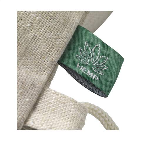 WoW! A sturdy backpack with drawstrings. This backpack is made from hemp fibres (250 g/m²). The hemp plant has the strongest natural fibre available. This makes this sturdy bag durable and suitable for daily use. Also ideal as a gym bag or sports bag. Capacity approx. 8 litres.  The hemp plant has the strongest available natural fibres and almost all parts of the plant can be used. For example, the hemp plant has been consciously cultivated for centuries to make textiles. Hemp is a very fast and easy growing plant and is naturally resistant to insects. It can therefore be grown completely organically. Hemp uses less 25-35% less water than the cotton plant and also has a smart root system. The deep, fine roots of the hemp plant keeps the soil healthy and purifies toxic substances from the soil.