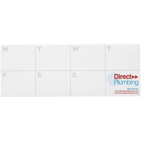 Notes autocollantes Sticky-Mate® avec papier recyclé autocollant 80 g/m2. Ces notes autocollantes comportent un agenda imprimé sur chaque page, parfait pour la maison, le bureau ou la planification en déplacement. Disponible en deux formats (25 et 50 feuilles).