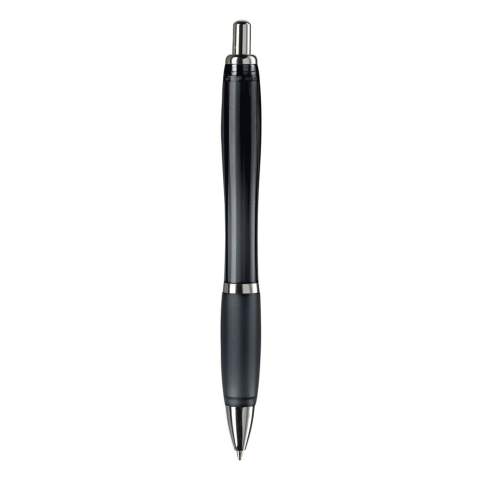 Stylo élégant transparent avec clip métal. Cartouche d' encre bleue mais à partir de 10.000 pces une autre couleur d'encre est possible. Grande capacité d'écriture. Produit en plusieurs coloris. Marquage en tampographie et en sérigraphie. Audit BSCI. Tous nos produits sont testés et certifiés, et répondent  aux normes sociales. 