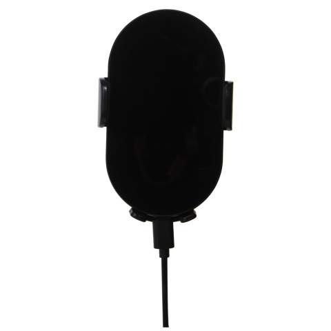 Universele autotelefoonhouder en oplader van 15W. Met zijn FOD (Foreign Object Detection)-sensor is deze lader eenvoudig met één hand te bedienen. Plaats het apparaat eenvoudig op de oplader en hij trekt automatisch aan. Ideaal voor satellietnavigatie en om de telefoon onderweg op te laden. De telefoon kan in een verticale of horizontale positie worden geplaatst dankzij de 360º draaibare clip. Compatibel met alle Qi-apparaten (iPhone 8 of hoger en Android-apparaten die draadloos opladen ondersteunen) en ondersteunt ook snel opladen. Ingang 12 V/1,67 A. Draadloze uitgang: 15 W (max). Wordt geleverd met een TPE type-C-kabel van 100 cm en een handleiding. Geleverd in een geschenkverpakking van kraftpapier met een kleurrijke sticker.