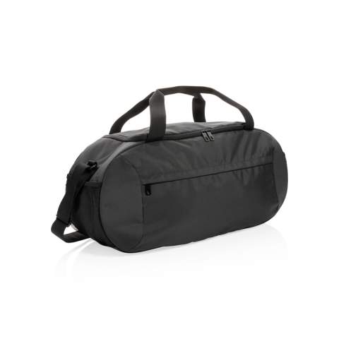 The Impact AWARE™ RPET modern sports duffle is the ideal companion for a visit to the gym or a short getaway. The bag features a clean modern design with zipper front pocket and a roomy main compartment. The duffle has straps that let you carry it any way that feels best. The backpack is made with 100% recycled polyester. With AWARE™ tracer that validates the genuine use of recycled materials. Each bag has reused 23.2 0.5L PET bottles. 2% of proceeds of each product sold containing AWARE™ will be donated to Water.org.<br /><br />PVC free: true