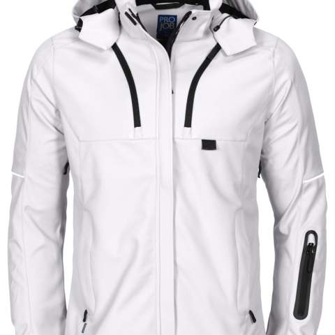 • functionele drielagige softshell voor dames<br />• wind- en waterafstotend<br />• stormflap met boven- en onderaan een drukknoop<br />• afneembare en verstelbare capuchon<br />• twee schuinlopende, verticale borstzakken, de linker met telefoonzakje<br />• twee zijzakken met ritssluiting<br />• mouwzakje met ritssluiting<br />• ventilatiegaten met ritssluiting onder de arm<br />• verlengd rugpand<br />• reflecterende biezen op de mouwen en de rug<br />• met fleece gevoerde kraag<br />• aanpasbare taille met trekkoord<br />• aanpasbare manchetten met velcro<br />• WP 8000, MVP 8000