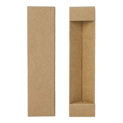 Stabile Box aus Kraftkarton. Eine zeitgemäße Geschenkverpackung und der ideale Schutz für sowohl (Öko-)Kugelschreiber als auch Touchscreen-Stifte und Druckbleistifte. Geeignet für 1 Schreibgerät.