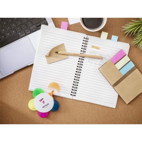 WoW! Notizblock aus recycelten Milchkartons. Mit 75 selbstklebenden Notizzetteln in 2 Größen und 75 beschreibbaren Marker-Stickern in auffälligen Farben. Milchkartons bestehen aus Aluminium, Papier und Kunststoff. Diese Materialien werden voneinander getrennt und aus dem verbleibenden Papier wird dieses Notizbuch hergestellt. Aufgrund der Verwendung von recycelten Materialien können kleine Imperfektionen im Material sichtbar sein. Dies verleiht dem Produkt ein einzigartiges Aussehen.