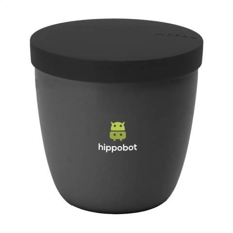 Plastic snack container with lid from the Mepal brand. Ideal for storing, keeping cool, reheating, and taking leftovers with you. This way, you always have something healthy on hand and contribute to reducing food waste. Large enough for a complete meal. The snack container is impact-resistant, guaranteed leakproof, and suitable for microwave use (without lid) and dishwasher-safe. Washing by hand is recommended to preserve the imprint. Comes with a 2-year Mepal manufacturer's warranty. Capacity 500 ml. Made in Holland.    STOCK AVAILABILITY: Up to 1000 pcs accessible within 10 working days plus standard lead-time. Subject to availability.