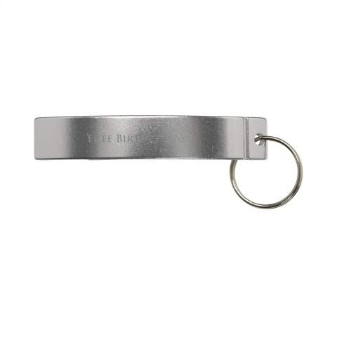 Arched aluminium  opener and keyring.