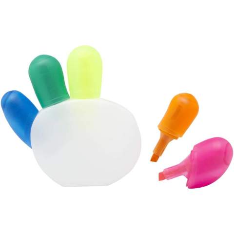 Dieses 5-farbige Textmarker-Set ist ideal für lebhafte und übersichtliche Notizen. Jeder Textmarker hat eine andere Farbe, wodurch es einfach ist, wichtige Punkte hervorzuheben und Informationen zu kategorisieren. Achtung! Nicht für Kinder unter drei Jahren geeignet. Verschluckbare Kleinteile, Erstickungsgefahr.