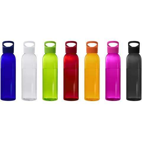 The clear Sky water bottle is made of Eastman Tritan™ making this bottle BPA-free, light, durable and impact-resistant. The bottle is single-walled and holds 650 ml of liquid, and it fits in the side pocket of most backpacks, as well as in most car cup holders. The twist-on lid ensures easy opening and closing, and has a built-in carrying handle. 