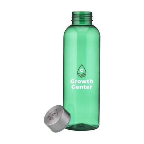 WoW! Deze waterfles is gemaakt van 100% RPET en heeft een lekvrije schroefdop van RVS. Het slanke design valt direct op en ligt bijzonder prettig in de hand. Niet vaatwasserbestendig. Inhoud 500 ml. GRS-gecertificeerd. Totaal gerecycled materiaal: 80%