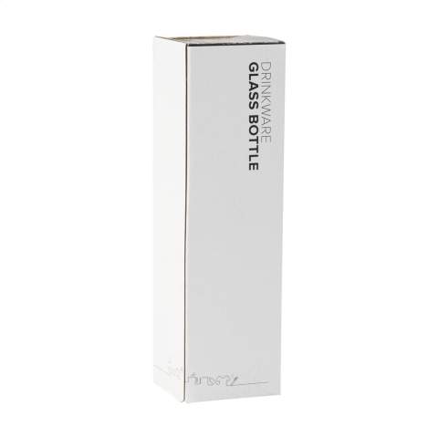 Luxury water bottle made from strong, clear soda-lime glass with practical stainless steel screw cap. BPA free, leak proof and reusable. Capacity 650 ml. Each item is individually boxed.