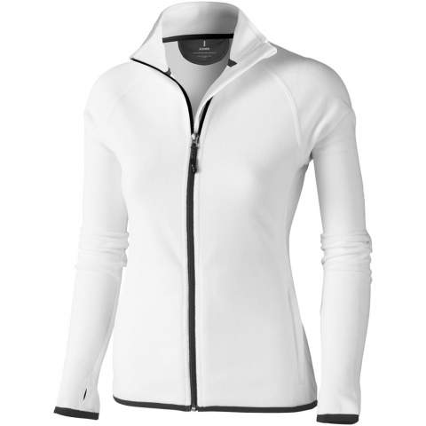 The Brossard women's full zip fleece jacket – stay warm in style. Designed for both comfort and functionality, this jacket features a center front coil zipper that allows for easy on-and-off wear. The pockets are equipped with zippers ensuring secure storage. The contrast-coloured elasticated binding not only adds a pop of style but also helps to keep cold air out. Thumb holes offer extra coziness and protection against the elements, while the raglan sleeves enhance mobility and give a modern look. The inner storm flap with a chin guard provides an additional layer of defense against the wind. Made from 190 g/m² polyester microfleece, this jacket is your go-to choice for warmth and comfort without compromising on style. This jacket is designed with a fitted shape for a feminine look. 