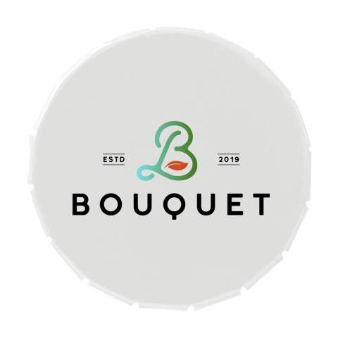 Boîte distributrice avec système à cliquet pratique. Remplie avec environ 12 g de bonbons.