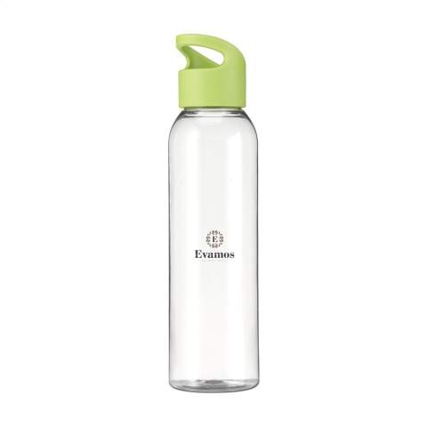 WoW! Luxe waterfles van helder RPET. Met praktische, kunststof schroefdop. Llekvrij en herbruikbaar. Niet vaatwasserbestendig. Inhoud 650 ml. GRS-gecertificeerd. Totaal gerecycled materiaal: 83%.