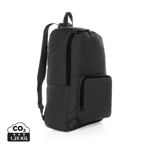Sac à dos classique pliable Dillon, léger et compact, fabriqué en polyester recyclé 300D durable, ce sac polyvalent est conçu pour des aventures sans faille. Le sac à dos comporte un compartiment principal et une poche frontale zippée. Pliable, il est facile à emporter si vous avez besoin de plus de capacité. Fabriqué à partir de polyester 100 % recyclé avec le traceur AWARE™. 2 % des recettes de chaque produit Aware™ vendu seront reversés à Water.org. Sans PVC.<br /><br />PVC free: true