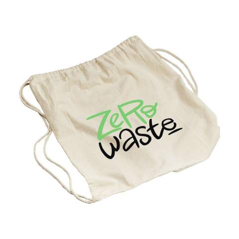 100% cotton (100 g/m²) backpack. With drawstring. OEKO-TEX® certified. Capacity approx. 8 litres.