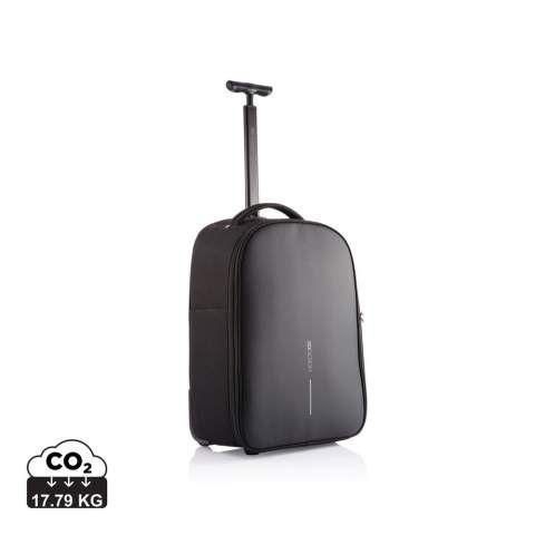 Convenient as a trolley and practical as a backpack. The Bobby backpack trolley is your ideal travel companion for short trips or daily commutes. Easily transform it from a backpack into a trolley by storing the shoulder straps in the back panel and releasing the handle. When switching into backpack mode, you can hide the handle and wrap the backpack around the wheels, keeping your back clean. The Bobby backpack trolley keeps you safe and connected with the well-known Bobby anti-theft features combined with a TSA® lock. Inside, you will find separate compartments for clothes and business devices with a quick-access laptop pocket. Made from R-pet fabric with the AWARE™ tracer. With AWARE™, the use of genuine recycled fabric is guaranteed. 19% recycled content. Registered design®<br /><br />FitsLaptopTabletSizeInches: 17.0<br />PVC free: true