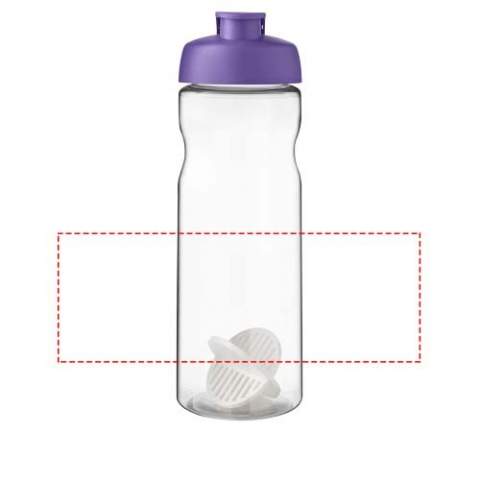 Single-wall sport bottle with shaker ball for the smooth mixing of protein shakes. Features a spill-proof lid with flip closure and curved bottle design. Volume capacity is 650 ml. Made in the UK. Packed in a home compostable bag. BPA-free.