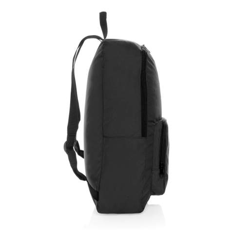 Sac à dos classique pliable Dillon, léger et compact, fabriqué en polyester recyclé 300D durable, ce sac polyvalent est conçu pour des aventures sans faille. Le sac à dos comporte un compartiment principal et une poche frontale zippée. Pliable, il est facile à emporter si vous avez besoin de plus de capacité. Fabriqué à partir de polyester 100 % recyclé avec le traceur AWARE™. 2 % des recettes de chaque produit Aware™ vendu seront reversés à Water.org. Sans PVC.<br /><br />PVC free: true