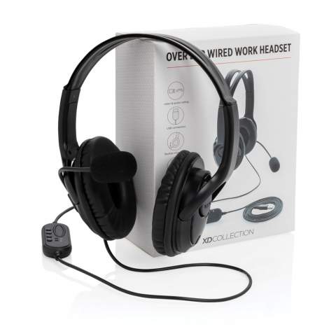 PC USB stereo headset with in-line soundcard and volume/mute control delivers superlative stereo sound while its microphone ensures clear conversation during calls. This lightweight ABS material over-ear headset is designed for daily long time use and compatible with PC and Mac®. With 2 metre USB A cable to give optimal connection with any computer.  Perfect for calling and video calls.