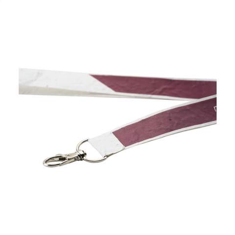WoW! A lanyard made from 100% recycled and recyclable seed paper. Can be planted to grow flowers after use. With a metal carabiner. Including full colour imprint on one side. The perfect solution for controlling access to events and festivals. Promotional and functional. A mix of flower seeds is glued between two layers of recycled waste paper (40 g/m²). When the event is over you can plant the biodegradable lanyard (without the carabiner) and watch the seeds grow into flowers.  The field flower mix consists of: Feverfew (daisy) – Veilweed – Snapdragon – Crooked Flower – Silver Shield – Mexican – Petunia – Salvia – Summer Azalea – Ice Flower. An environmentally friendly gift that also contributes to maintaining a healthy bee population.