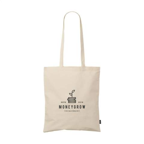 WoW! Winkeltas van 100% vastgeweven gerecycled katoen (180 g/m²). Met lange hengsels. GRS-gecertificeerd. Inhoud ca. 7 liter. Dit katoen is gerecycled. Hierdoor kan de kleur per product variëren.