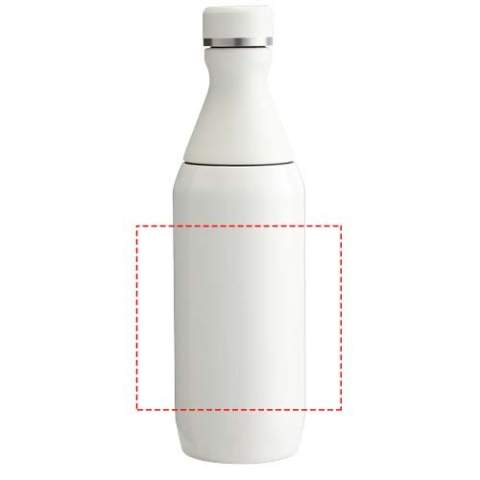 The Stanley 350 ml All Day Slim water bottle is designed for all-day hydration, combining convenience and performance. Made from 90% recycled stainless steel, it features a two-piece opening—one for easy sipping and the other for adding ice and hassle-free cleaning. The neck is crafted from single-wall stainless steel with a plastic threaded collar and a secure compressed seal to prevent leaks. The body has double-wall vacuum insulation, ensuring your drinks stay at the perfect temperature for hours. Durable and thoughtfully designed, it's the ideal bottle for staying refreshed wherever your day takes you.