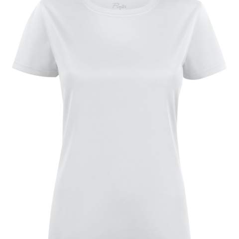 Polyester T-shirt met ronde hals. Het materiaal is spun-dyed wat betekent dat deze t-shirts ingeverfd worden met een zeer milieuvriendelijke verfmethode en als extra voordeel een betere kleurechtheid geeft. Oeko-Tex 100 gecertificeerd.