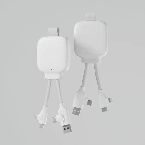 Cette banque d'alimentation de 3 000 mAh présente un design compact et léger, ce qui en fait l'accessoire de voyage idéal. Avec un double connecteur d'entrée intégré, compatible avec les ports USB-A et USB Type-C, et un double câble de charge qui prend en charge les appareils Lightning et Type-C, il est incroyablement polyvalent. Ce banc d'alimentation est non seulement efficace, mais aussi respectueux de l'environnement. Les produits Xoopar ne peuvent pas être vendus en France et en Espagne.