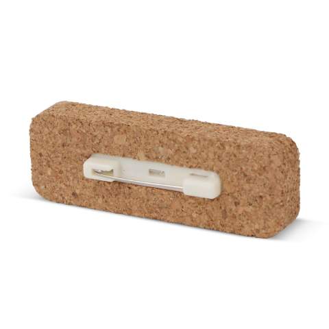 A sustainable and stylish way to make a lasting impression. Crafted from eco-friendly cork, it's a unique choice for events, conferences, or everyday use. Personalize and wear your identity with a touch of nature.