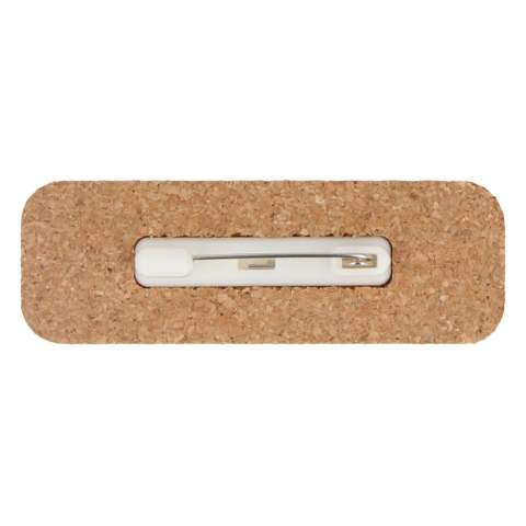 A sustainable and stylish way to make a lasting impression. Crafted from eco-friendly cork, it's a unique choice for events, conferences, or everyday use. Personalize and wear your identity with a touch of nature.