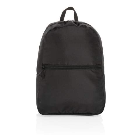 No greenwashing, but telling a true story about sustainability! This Impact 300D RPET backpack is made with AWARE™ tracer. With AWARE™, the use of genuine recycled fabric materials and water reduction impact claims are guaranteed, by using the AWARE disruptive physical tracer and blockchain technology. Save water and use genuine recycled fabrics. With the focus on water 2% of proceeds of each Impact product sold will be donated to Water.org. Keep it simple and stylish with this basic backpack. A perfect size for all your essentials and a convenient front zipper pocket. This backpack has reused 11,5 500ml PETbottles. Water savings are based on figures when compared to conventional fibre. This calculated indication is based on reliable LCA data as published by Textile Exchange in their Material Snapshots 2016.<br /><br />PVC free: true