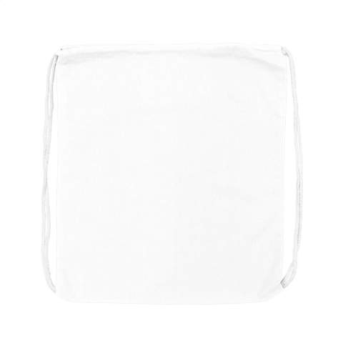 Sac à dos 100% coton (120 g/m²). Avec des cordons de serrage. Capacité environ 8 litres.