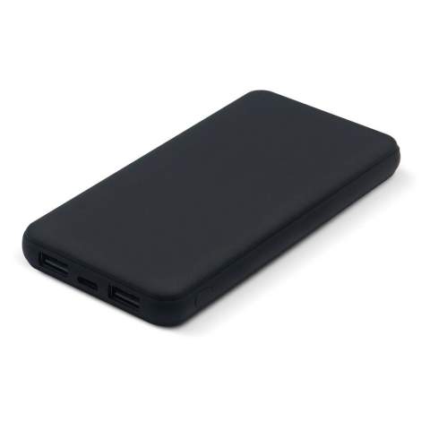 This 8.000mAh ruberrized design powerbank is from the 'Elite' series. Ideal to charge mobile devices on-the-go when the battery runs low. The powerbank has two USB-A ports and a Type-C port, making it compatible with a variaty of charging cables. Comes packaged in a gift box.