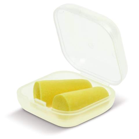 Two soft earplugs, packed in transparent box. Can be branded with a full colour digital print.