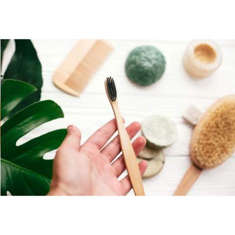 WoW! This tooth brush is made of Bamboo. With over a billion tooth brushes thrown out every year ending up in oceans and landfills, these bamboo brushes are a great alternative to the typical plastic version. Bamboo is renewable and biodegradable. Brush your teeth sustainable!  The Bamboo toothbrush is industrial  compostable. Each item is supplied in an individual brown cardboard box.