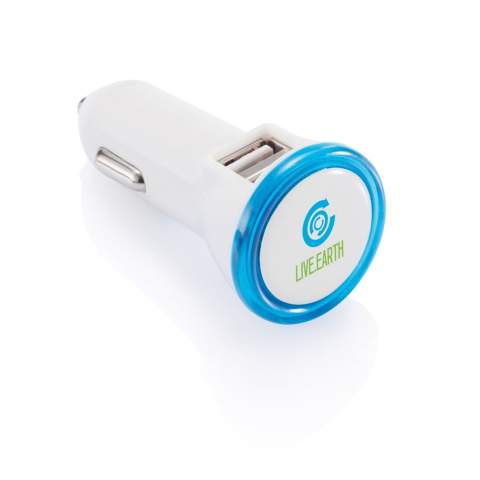 Portable connector with double USB port and integrated LED light on top. Output: 5V/2.1A<br /><br />Lightsource: LED<br />LightsourceQty: 1