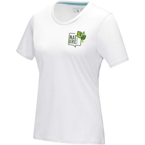 The Azurite short sleeve women's GOTS organic t-shirt is a responsible choice. Made with 100% GOTS certified organic cotton with a fabric weight of 160 g/m², this t-shirt is not only good for the environment but also soft and comfortable to wear. With its round neck and short sleeves this t-shirt is both sustainable and modern, and the double needle stitching details and heat transfer main label ensure durability and tagless comfort. GOTS certification ensures a 100% certified supply chain from raw material to our printing techniques, making this garment an eco-friendly choice.