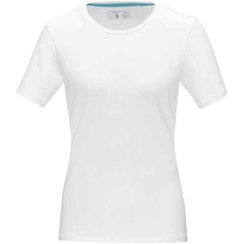 The Balfour short sleeve women's GOTS organic t-shirt is a stylish and sustainable choice. Made from 95% GOTS certified organic cotton, this t-shirt is not only good for the environment, but also soft and comfortable to wear. The 5% elastane ensures a soft and stretchy fit, and with its round neck and short sleeves this t-shirt is both sustainable and modern. The fabric has a weight of 200 g/m², providing a durable and high-quality feel to the garment. GOTS certification ensures a 100% certified supply chain from raw material to our printing techniques, making this garment an eco-friendly choice.