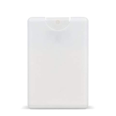 Compacte SPF30 spray in een creditcardvormige verpakking van gerecycled plastic. Past gemakkelijk in een broekzak of portemonnee. Groot bedrukkingsoppervlak aan de voorzijde. Ideaal voor promoties en buitenevenementen.
