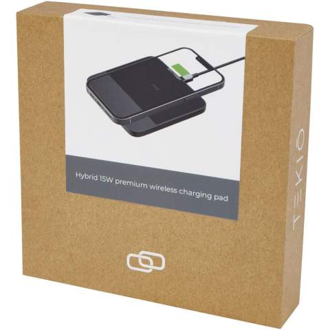 Das hochwertige, kabellose 15W Hybrid Ladepad ist eine Bereicherung für jeden Bürotisch. Dank seines ultraschlanken Designs passt es problemlos in die Fächer einer Laptoptasche. Hergestellt aus einem robusten Aluminiumgehäuse, kombiniert mit einem Ladepad aus rutschfesten Lederimitat. Mit einer kabellosen Ladeleistung von bis zu 15W sind die Geräte schnell mit Strom versorgt. Kompatibel mit allen Qi-Geräten (iPhone 8 oder höher und Android-Geräte, die kabelloses Laden unterstützen). Eingebaute FOD (Foreign Object Detection) zur Erkennung unerwünschter Objekte und für einen reibungslosen Ladevorgang. Geliefert in einer hochwertigen Kraftpapierbox mit buntem Aufkleber. Typ C Ladekabel ist im Lieferumfang enthalten.