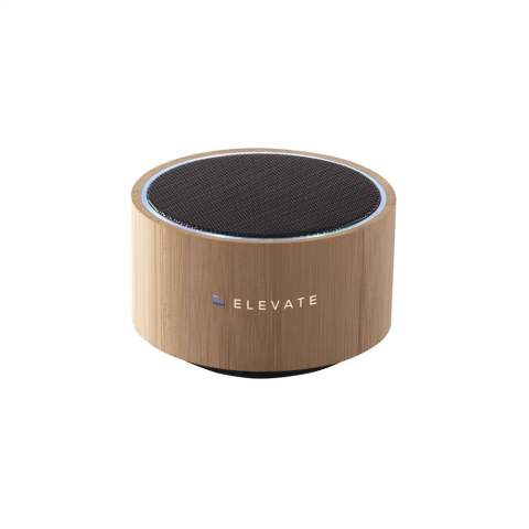 ECO Bluetooth 3W wireless speaker with integrated mood light. The speaker casing is made of natural bamboo. With 3W of power, the speaker produces crystal clear sound. The built-in, rechargeable 300 mAh lithium battery. When fully charged, the battery can power the speaker for up to 3 hours of continuous use. Wireless range up to 10 meters. Easy to use and compatible with the most common smartphones and tablets. Input: DC5V. Output: 3.7V/3W. Includes Type-C charging cable and user manual. Each item is supplied in an individual brown cardboard box.