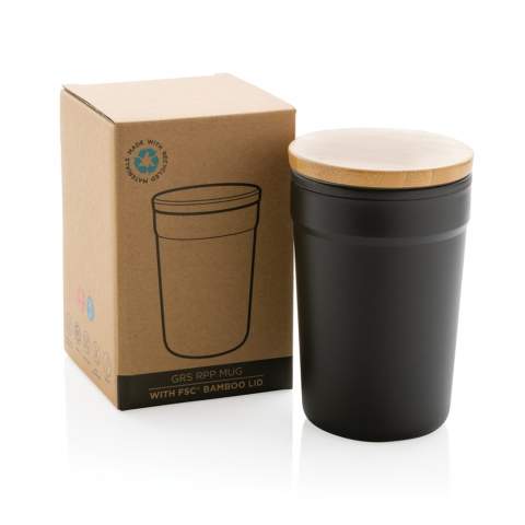 This beautiful tumbler with bamboo lid is made with GRS certified recycled PP. GRS certification ensures a completely certified supply chain of the recycled materials. The tumbler features a bamboo lid for on the go usage. Total recycled content: 52% based on total item weight. BPA free. Capacity 300ml. An FSC®-certified kraft box is included.<br /><br />HoursHot: 2<br />HoursCold: 4